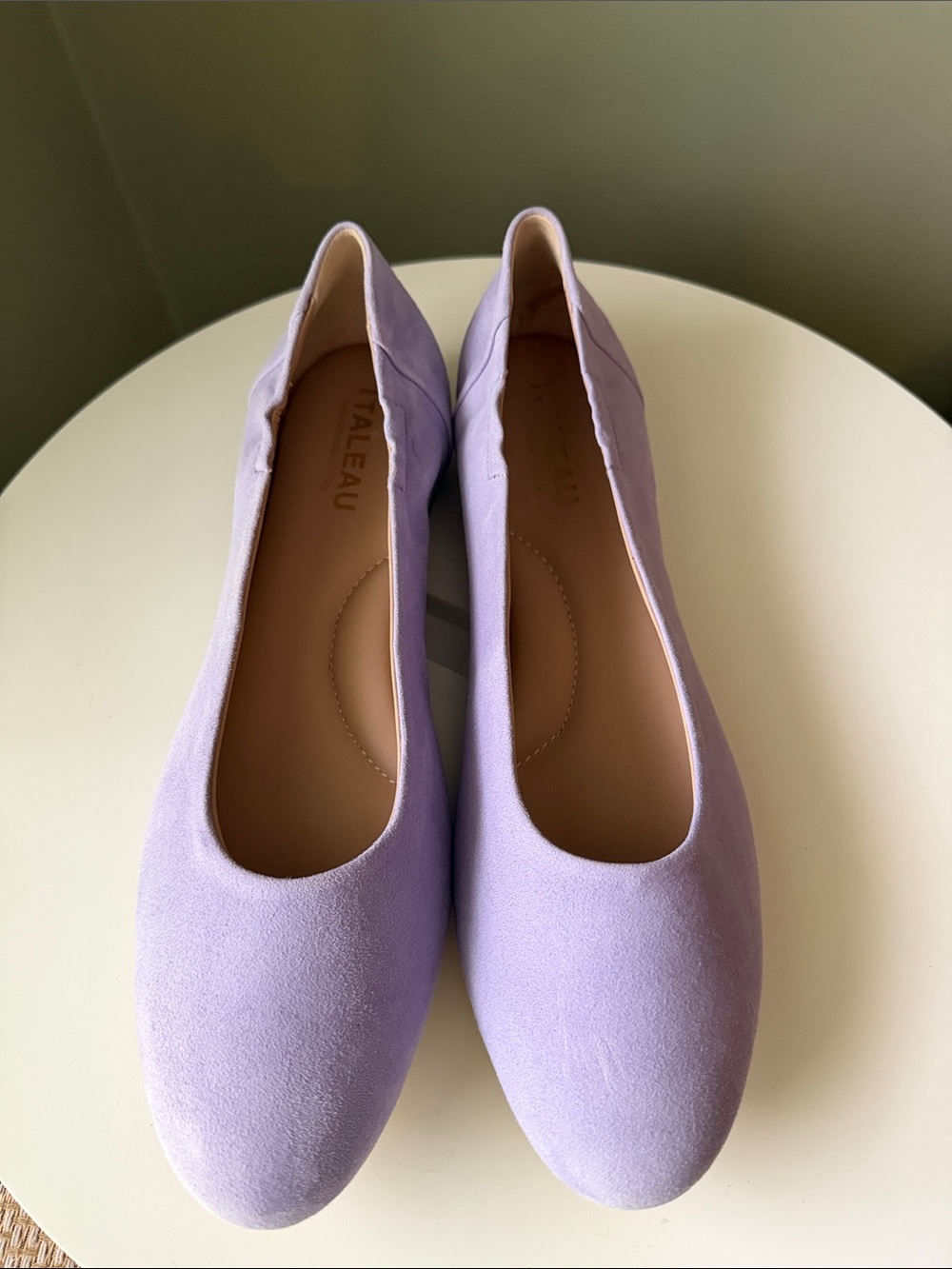 ITALEAU Lavender Suede Round Toe Ballet Flats Size 44 Handmade in Italy Like New